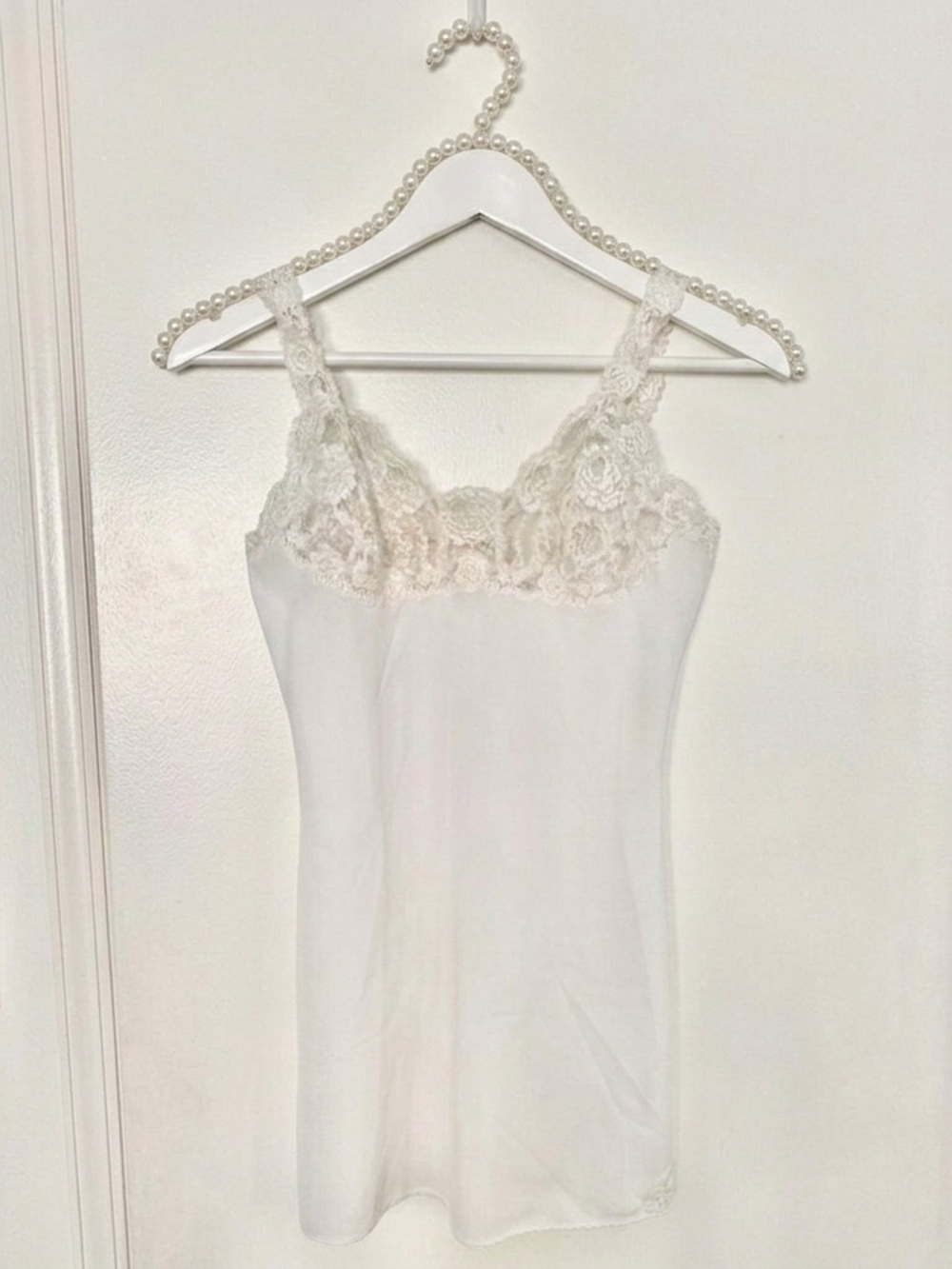 New La Perla Elegant Lace Trim White Chemise